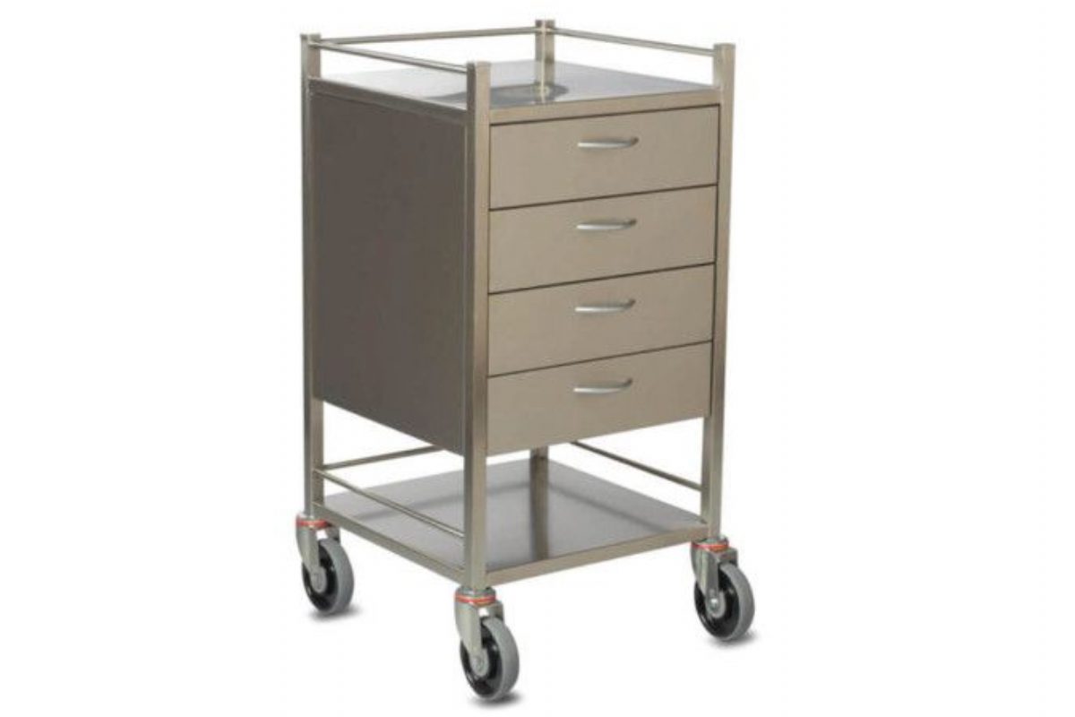 4 Drawer - Stainless Steel Dressing Trolley