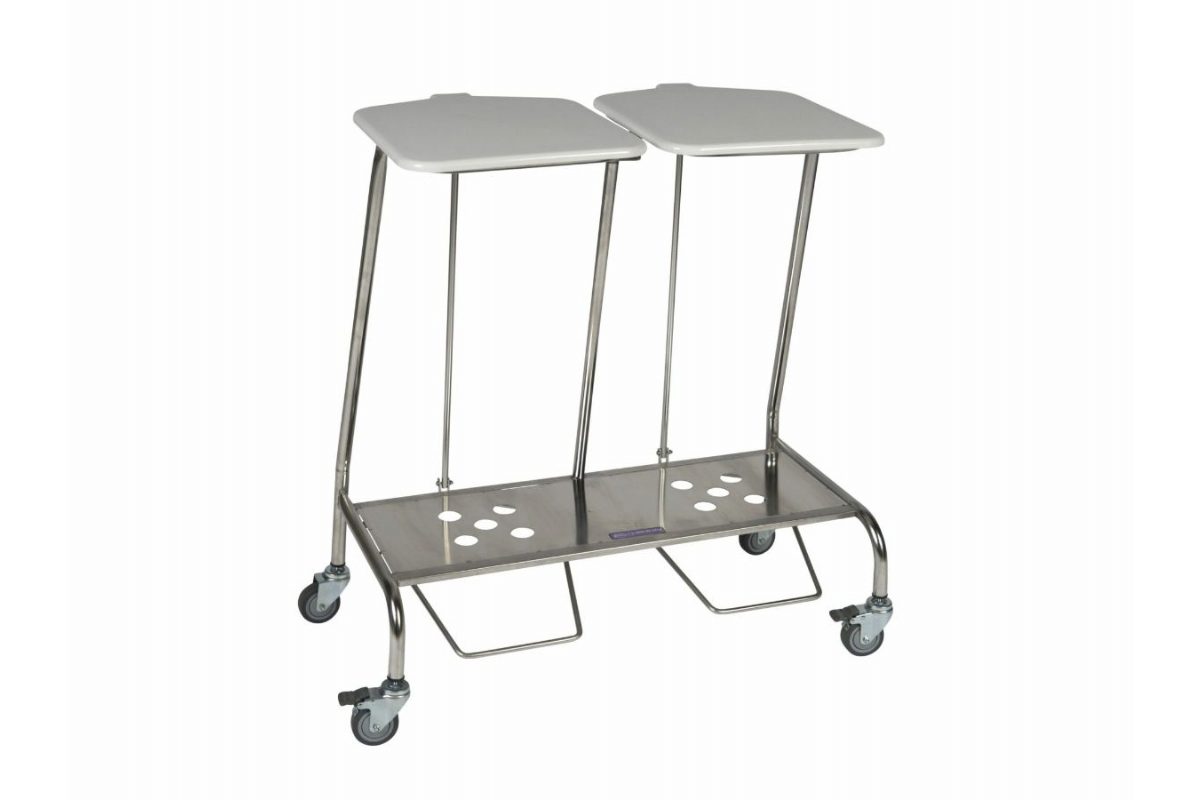 Double Stainless Steel soiled linen trolley