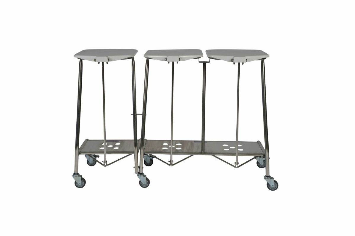 Triple Stainless Steel Soiled Linen Trolley