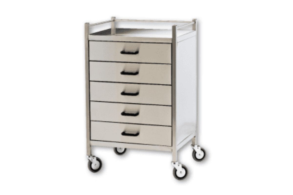 Stainless Steel 5 Drawer Medication Cart