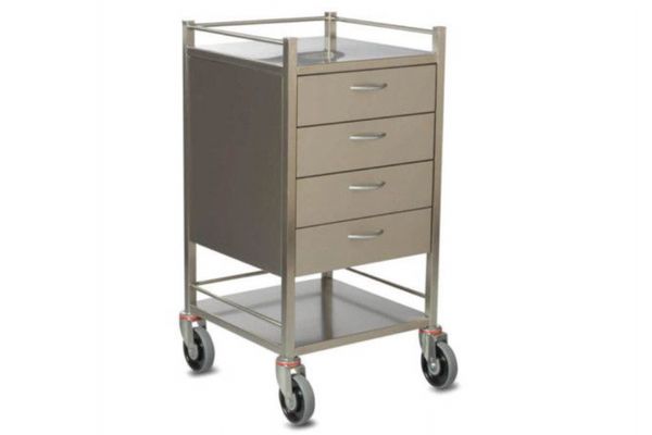 4 Drawer - Stainless Steel Dressing Trolley
