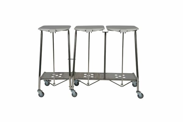 Triple Stainless Steel Soiled Linen Trolley