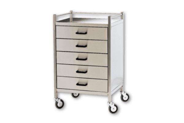 Stainless Steel 5 Drawer Medication Cart